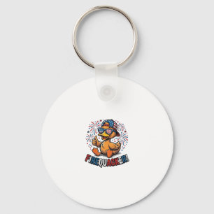 Firequacker Patriotic Duck Vintage Shirt Design_1 Keychain