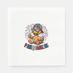 Firequacker Patriotic Duck Vintage Shirt Design_1 Napkins