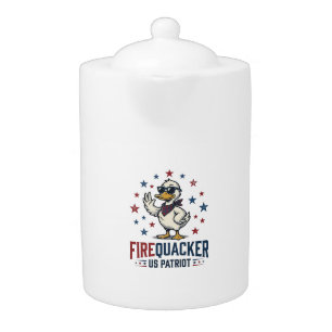 Firequacker Patriotic Duck Vintage Shirt Design_1 Teapot