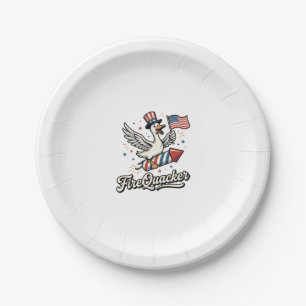 FireQuacker Patriotic Goose Vintage 4th of July De Paper Plates