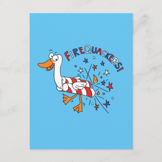 Firequackers 4th of July Duck Postcard (Front)