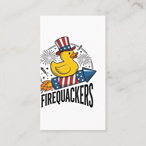 Firequackers Patriotic Duck Firework Shirt Design_ Business Card