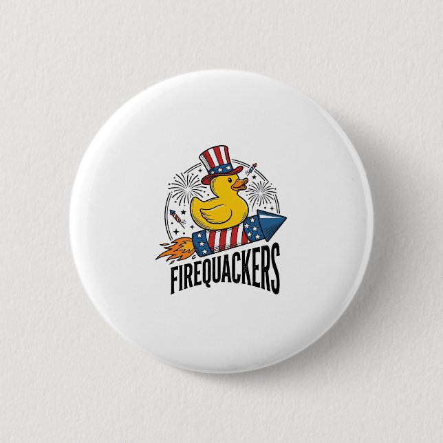 Firequackers Patriotic Duck Firework Shirt Design_ Button (Front)