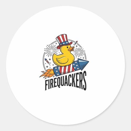 Firequackers Patriotic Duck Firework Shirt Design_ Classic Round Sticker