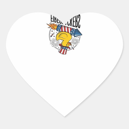 Firequackers Patriotic Duck Firework Shirt Design_ Heart Sticker