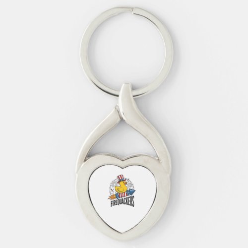Firequackers Patriotic Duck Firework Shirt Design_ Keychain