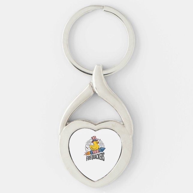 Firequackers Patriotic Duck Firework Shirt Design_ Keychain (Front)
