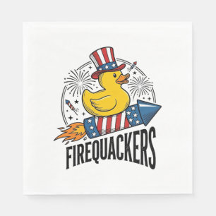 Firequackers Patriotic Duck Firework Shirt Design_ Napkins