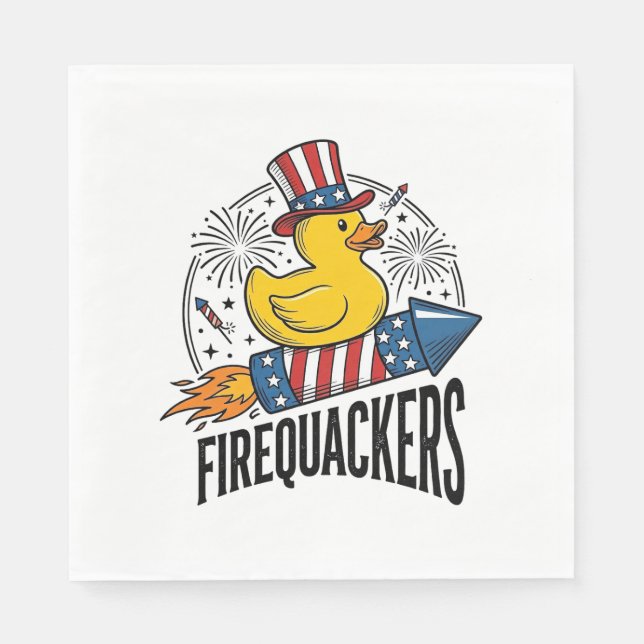 Firequackers Patriotic Duck Firework Shirt Design_ Napkins (Front)