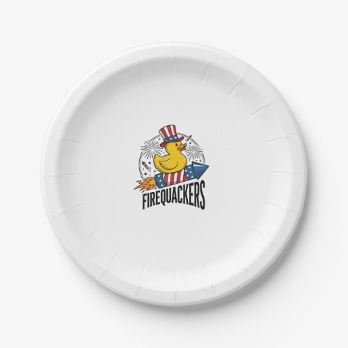 Firequackers Patriotic Duck Firework Shirt Design_ Paper Plates