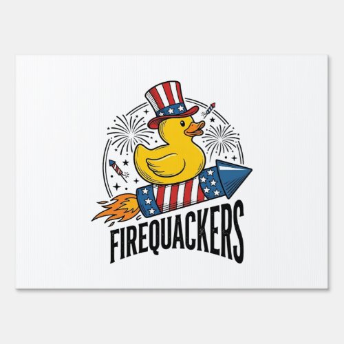 Firequackers Patriotic Duck Firework Shirt Design_ Sign