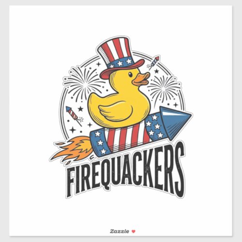 Firequackers Patriotic Duck Firework Shirt Design_ Sticker