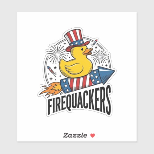 Firequackers Patriotic Duck Firework Shirt Design_ Sticker