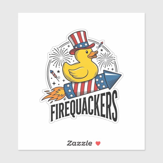 Firequackers Patriotic Duck Firework Shirt Design_ Sticker (Sheet)