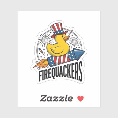 Firequackers Patriotic Duck Firework Shirt Design_ Sticker