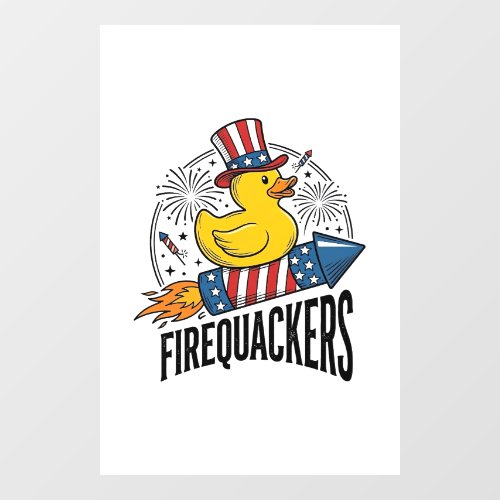 Firequackers Patriotic Duck Firework Shirt Design_ Window Cling
