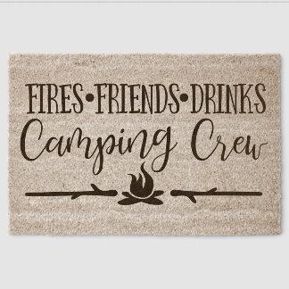 Fires Friends Drinks Camping Crew Coir Doormat – C Fiber Doormat