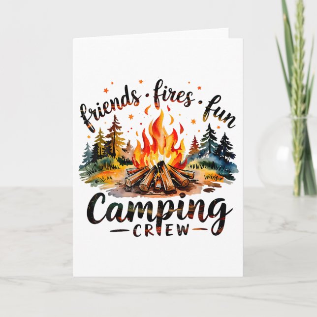 Fires Friends Fun Camping Crew Summer Camp Campfir Card (Front)