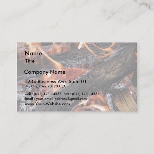 Fires Wood Flames Burning Business Card Template