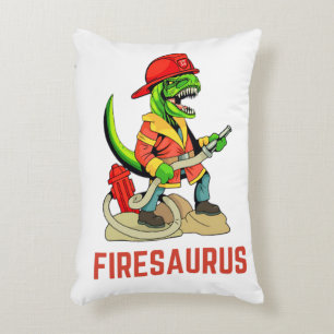 Firesaurus Firefighter Dinosaur Fireman T Rex Accent Pillow