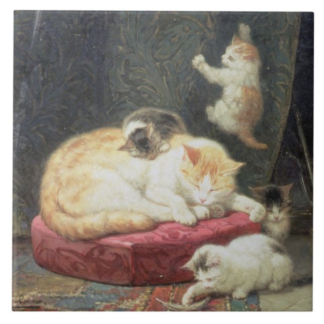 Fireside Bliss (oil on panel) Ceramic Tile (Front)