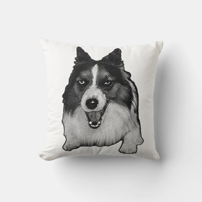 Fireside Corgi Accent Throw Pillow (Front)