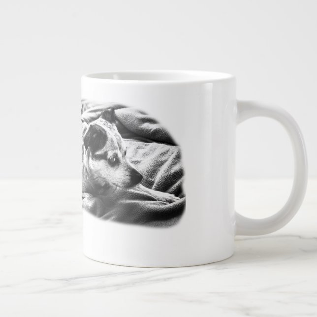 Fireside Terrier on Winter Blanket Giant Coffee Mug (Right)