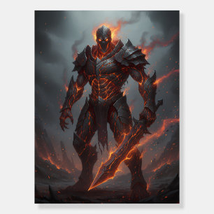 Firespawn Knight Dark Fantasy Aesthetic Wall Art Foam Board