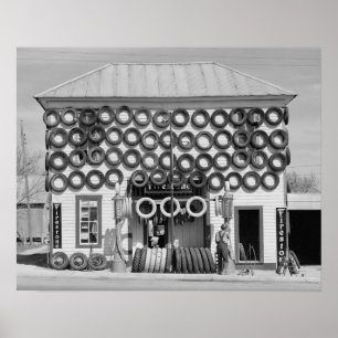 Firestone Tire Shop, 1940. Vintage Photo Poster