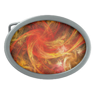 Firestorm Modern Abstract Art Red Gold Energy Belt Buckle