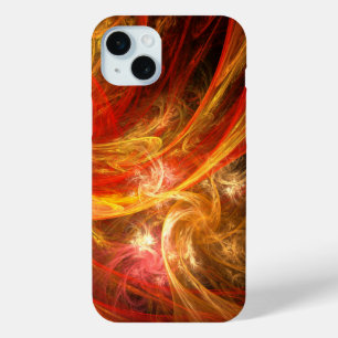 Firestorm Modern Abstract Art Red Gold Energy iPhone 15 Plus Case