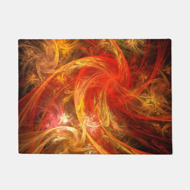 Firestorm Modern Abstract Art Red Gold Energy Doormat (Front)