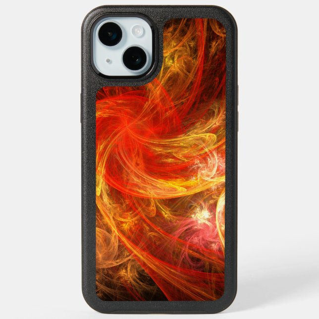 Firestorm Modern Abstract Art Red Gold Energy iPhone 15 Plus Case (Back)
