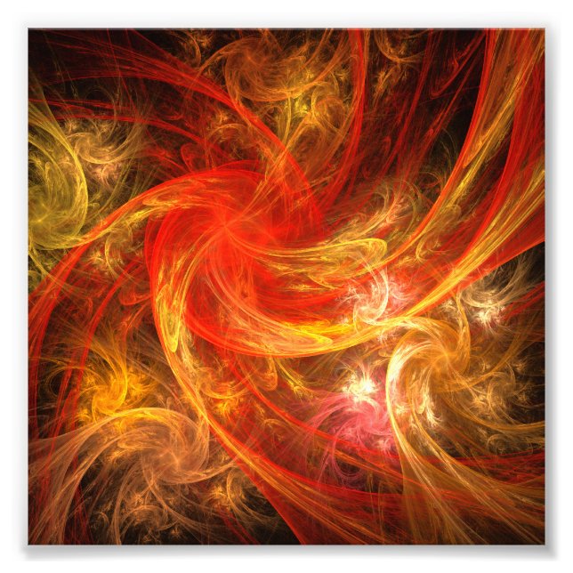 Firestorm Modern Abstract Art Red Gold Energy Photo Print (Front)