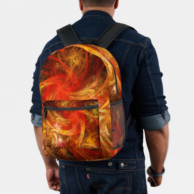 Firestorm Modern Abstract Art Red Gold Energy Printed Backpack (Insitu (Model))