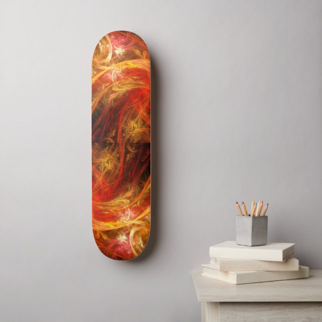 Firestorm Modern Abstract Art Red Gold Energy Skateboard Deck (Wall Art)