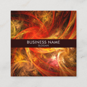 Firestorm Modern Abstract Art Red Gold Energy Square Business Card