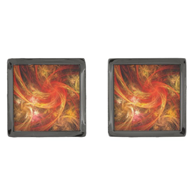 Firestorm Nova Abstract Art Cufflinks (Front)