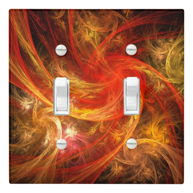 Firestorm Nova Abstract Art Double Toggle Light Switch Cover (In Situ)