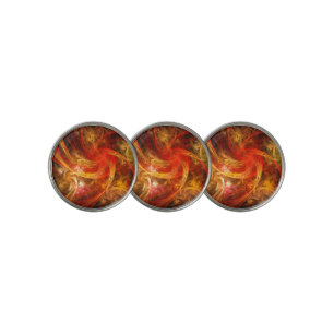 Firestorm Nova Abstract Art Golf Ball Marker
