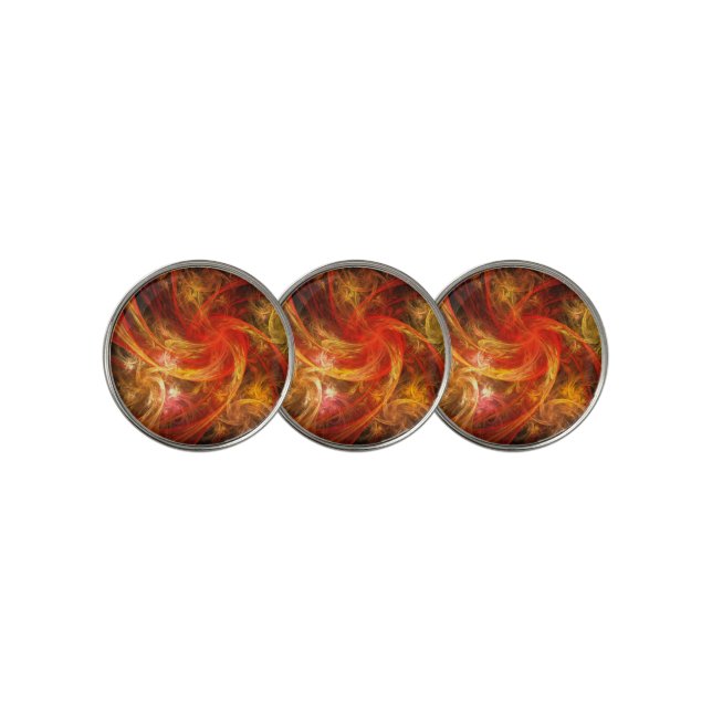 Firestorm Nova Abstract Art Golf Ball Marker (3 Up)
