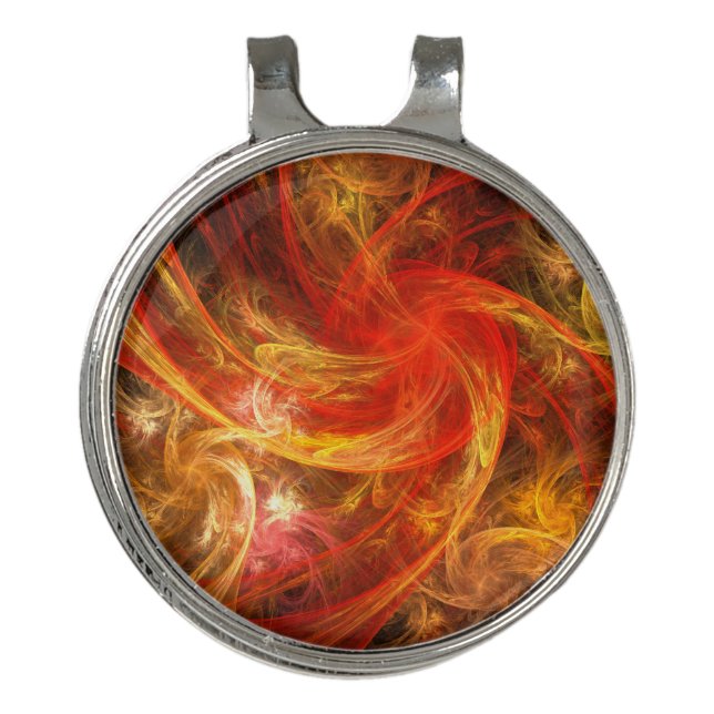 Firestorm Nova Abstract Art Golf Hat Clip (Front)