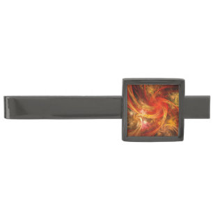 Firestorm Nova Abstract Art Gunmetal Finish Tie Clip