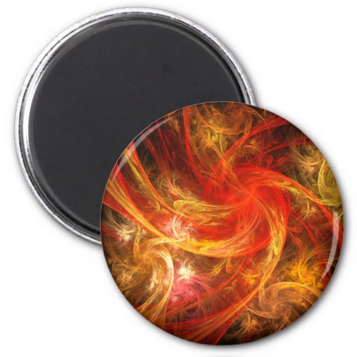 Firestorm Nova Abstract Art Round Magnet