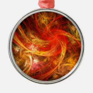 Firestorm Nova Abstract Art Round Metal Ornament