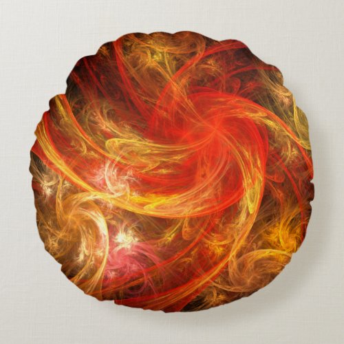Firestorm Nova Abstract Art Round Pillow