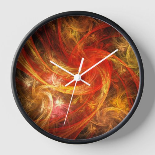 Firestorm Nova Abstract Art Round Wall Clock