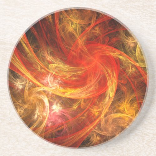 Firestorm Nova Abstract Art Sandstone Coaster