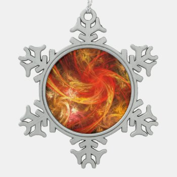 Firestorm Nova Abstract Art Snowflake Pewter Christmas Ornament by OniArts at Zazzle