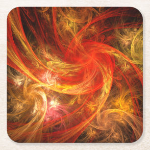 Firestorm Nova Abstract Art Square Paper Coaster